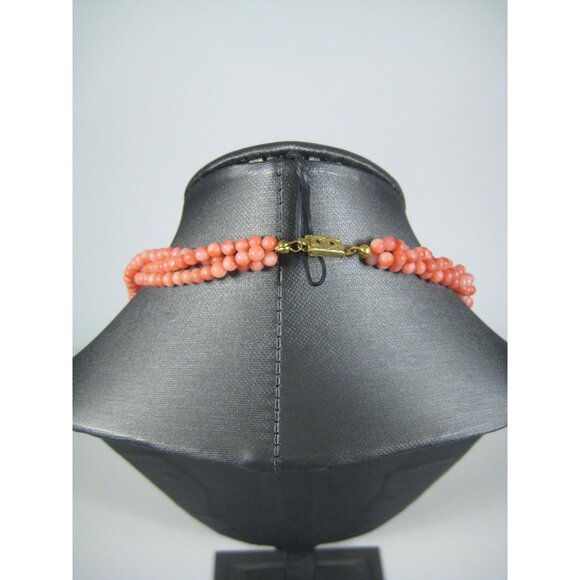 Vintage Coral Carved Bead Necklace Multi Strand Fresh Water Pearls 25 inch - Picture 11 of 13